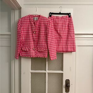 Neiman Marcus Vintage Focus 2000 Pink and White Gingham Blazer